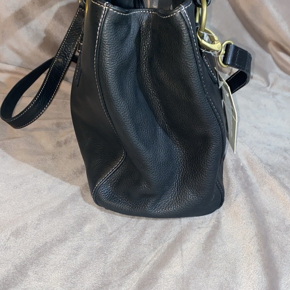 🆕 Fossil Castlehill Satchel Pebble Black Leather Handbag - Picture 2 of 16